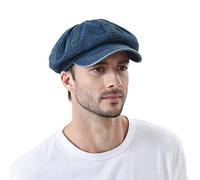 WITHMOONS Sombreros Gorras Boinas Bombines Denim Cotton Newsboy Hat Baker Boy Beret Flat Cap KR3613 (Blue)