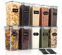 Withosent 10 recipientes con tapa de 2 L, caja de almacenamiento, hermética, de plástico, contenedor de cereales, juego de contenedores de almacenamiento
