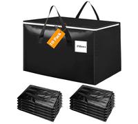 Withosent 100L Grande Bolsa de Almacenamiento, 10 Piezas Impermeable Bolsas de Mudanza con Cremallera y Asa, Bolsas para Guardar Ropa Edredones, Alternativa a las Cajas de Mudanza, Negro