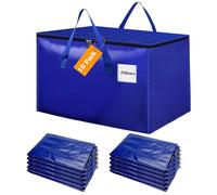 Withosent 100L Grande Bolsa de Almacenamiento, 10 Piezas Impermeable Bolsas de Mudanza con Cremallera y Asa, Bolsas para Guardar Ropa Edredones, Alternativa a las Cajas de Mudanza, Azul