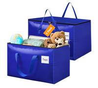 Withosent 100L Grande Bolsa de Almacenamiento, 2 Piezas Impermeable Bolsas de Mudanza con Cremallera y Asa, Bolsas para Guardar Ropa Edredones, Alternativa a Las Cajas de Mudanza, Azul