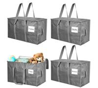 Withosent 100L Grande Bolsa de Almacenamiento, 4 Piezas Impermeable Bolsas de Mudanza con Cremallera y Asa, Bolsas para Guardar Ropa Edredones, Alternativa a las Cajas de Mudanza