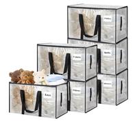 Withosent 100L Grande Bolsa de Almacenamiento, 6 Piezas Impermeable Bolsas de Mudanza con Cremallera y Asa, Bolsas para Guardar Ropa Edredones, Alternativa a las Cajas de Mudanza, Transparente