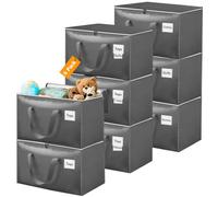 Withosent 100L Grande Bolsa de Almacenamiento, 8 Piezas Impermeable Bolsas de Mudanza con Cremallera y Asa, Bolsas para Guardar Ropa Edredones, Alternativa a las Cajas de Mudanza, Gris