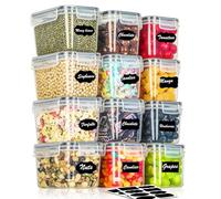 Withosent 12 recipientes con tapa, caja de almacenamiento hermética, de plástico, contenedor de cereales, juego de contenedores de almacenamiento