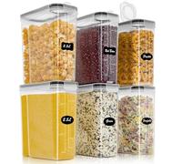 Withosent 2.5L Recipientes Herméticos Set de 6, Caja de Almacenamiento para Cocina con Tapa de Plástico, Organizador de Despensa Tarro para Muesli para Cereales, Harina, Muesli, Cornflakes