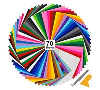 Withosent 70 Hojas Vinilo Adhesivo, 30x25 cm Vinilos Permanente, 65 Hojas de Vinilo + 5 Transferencia, 26 Colores Vinilos Adhesivos para DIY Decoración Tazas, Vidrios, Ventanas, Letras