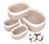 Withosent Juego de 4 Cestas Almacenaje Tejida con Cuerda de Algodón, Cesta Bebe Organizadoras, Cajas Organizadoras Baño Decorativas para Armarios, Salones, Juguetes, Cambiador