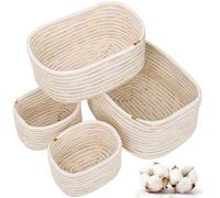 Withosent Juego de 4 cestas de almacenamiento, cuerda de algodón trenzada, cesta de almacenamiento, organizador para cambiador, cesta de almacenamiento apilable, multicolor