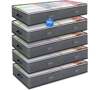 Withosent - Juego de 5 Cajones para Debajo de la Cama (65 L, Tela No Tejida, Plegable, con Ventana Transparente para Edredones, Ropa, Ropa de Cama, Mantas, Cojines