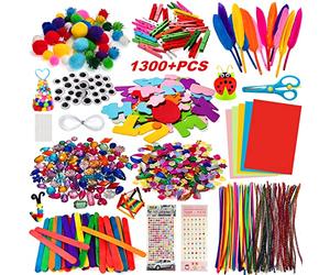 Withosent Kit Manualidades Niños 1300+PCS, DIY Creativo Kit Material, Limpiadores Pipe Cleaners Crafts Set, Pompoms, Wiggle Eyes, Craft Sticks, Juego Creativo Regalo para Craft DIY Art Supplies
