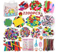 Withosent Kit Manualidades Niños 2200+PCS, DIY Creativo Kit Material, Limpiadores Pipe Cleaners Crafts Set, Pompoms, Wiggle Eyes, Craft Sticks, Juego Creativo Regalo para Craft DIY Art Supplies
