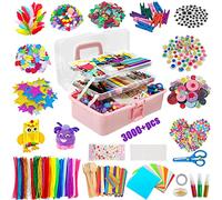 Withosent Kit Manualidades Niños 3000+PCS, DIY Creativo Kit Manualidades Material, con Limpiapipas, Pompoms, Wiggle Eye, Cuentas, Lentejuelas, Juego Creativo Regalo Craft Niños Niñas