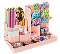 Withosent Portabolígrafos de escritorio, 5 unidades, caja de lápices para niños, de plástico, multifuncional, organizador de escritorio para bolígrafos, oficina, hogar, escuela (rosa)