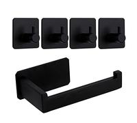 Withosent Portarrollos Papel Higiénico, Cuelga Facil Portarrollos Baño Adhesivo, Accesorios Baño sin Taladro, 1 Porta Rollos de Papel Higienico + 4 Ganchos Adhesivos para Pared, para Baño y Cocina