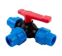 Withtalentto Válvula de bola de 3 vías de tubo de PE Válvula de cierre rápido Válvula de cierre divisor de agua tipo T Control de flujo de agua para riego de jardín (25 mm)