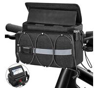 Witnewrage Bolsa de Manillar de Bicicleta con Soporte para Teléfono Móvil, 6,5L Cesta Delantera con Pantalla Táctil Ajustable y Correa de Hombro Desmontable