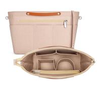 Witnewrage Interior Organizadorde Fieltro, Organizador de Bolso Con bandolera ajustable, Insertar Organizadores de Bolsos de Tote con Múltiples para IPad, Cosméticos, Paraguas, Llaves (M, Beige)