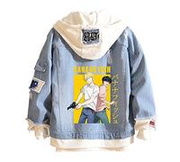 Witorya Anime Banana Fish Chaqueta Ash Lynx Graphics Denim Chaqueta vaquera con capucha Abrigo con capucha para hombres y mujeres, A-Blue, 3XL