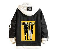Witorya Anime Banana Fish Chaqueta Ash Lynx Graphics Denim Chaqueta vaquera con capucha Abrigo con capucha para hombres y mujeres, E-black, L