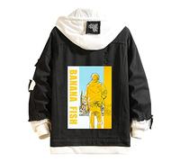 Witorya Anime Banana Fish Chaqueta Ash Lynx Graphics Denim Chaqueta vaquera con capucha Abrigo con capucha para hombres y mujeres, D-negro., 3XL
