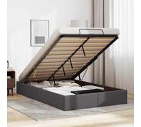 WITREE Cama tapizada 120x200 cm Cama Canape 120x200 cm Cama con canapé abatible hidráulico Cama Juvenil-Gris-120 x 200 cm