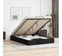 WITREE Cama tapizada 140x190 cm Cama Canape 140x190 cm Cama con canapé abatible hidráulico Cama Juvenil-Negro-140 x 190 cm