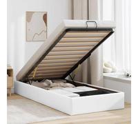 WITREE Cama tapizada 90x200 cm Cama Canape 90x200 cm Cama con canapé abatible hidráulico Cama Juvenil-Blanco-90 x 200 cm