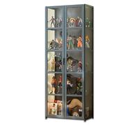 Witriolik Mueble Expositor, 62x33x161cm Vitrinas Coleccionistas, Organizador De Muñecos, Trofeos, Coleccionables Diseño De Puerta Doble para Sala de Estar Dormitorio(Gris)