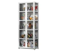 Witriolik Mueble Expositor, 62x33x161cm Vitrinas Coleccionistas, Organizador De Muñecos, Trofeos, Coleccionables Diseño De Puerta Doble para Sala de Estar Dormitorio(Blanco)