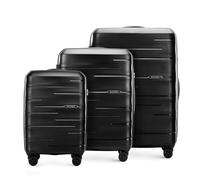 WITTCHEN Arco Line | Set de Maletas Equipaje Ligero | Polipropileno Cerradura TSA Asa telescópica 4 Ruedas giratorias | Negro