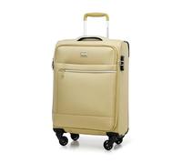 WITTCHEN Cabin Trolley Equipaje de Mano Maleta rodante Maleta Trolley pequeña Trolley de poliéster Asa telescópica Cuatro Ruedas giratorias Cerradura de combinación TSA MIRA Line Beige