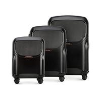 WITTCHEN Juego de 3 Maletas Trolley de policarbonato Resistente 4 Ruedas Dobles giratorias Cerradura de combinación TSA Juego de Maletas Lady 2 Line Negro