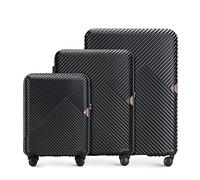 WITTCHEN Juego de 3 Maletas Trolley de policarbonato Resistente 4 Ruedas giratorias Juego de Maletas con Cerradura de combinación TSA GL Style Negro