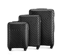 WITTCHEN Juego de 3 Maletas Trolley Maleta de Mano Juego de Maletas ABS con 4 Ruedas Spinner Cerradura de combinación asa telescópica Cube Line Negro