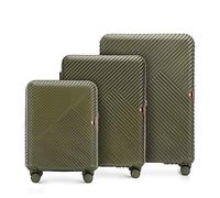WITTCHEN Juego de 3 Maletas Trolley robustas de policarbonato 4 Ruedas giratorias TSA Combination Lock Juego de Maletas TSA GL Style Verde Oliva
