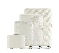 WITTCHEN Juego de 4 maletas con neceser de policarbonato 4 ruedas doble giratorio TSA Combination Lock Juego de maletas Lady 2 GL Style Blanco