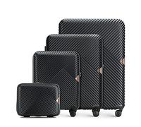 WITTCHEN Juego de 4 maletas con neceser de policarbonato 4 ruedas giratorias TSA Combination Lock Juego de maletas TSA Combination Lock Lady 2 GL Style negro