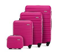 Juego de 4 Maletas con Neceser Trolley WITTCHEN en ABS con 4 Ruedas Spinner Cerradura de combinación Mango telescópico Groove Line Rosa