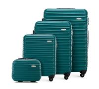 WITTCHEN Juego de 4 Maletas con Neceser Trolley ABS con 4 Ruedas Spinner Cerradura de combinación Mango telescópico Groove Line Verde