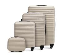 WITTCHEN Juego de 4 Maletas con Neceser Trolley de ABS con 4 Ruedas Spinner Cerradura de combinación Mango telescópico Groove Line Beige
