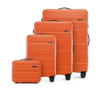 WITTCHEN Juego de 4 Maletas con Neceser Trolley de Equipaje de Mano en ABS con 4 Ruedas Spinner Cerradura de combinación Mango telescópico Comodo Line Naranja