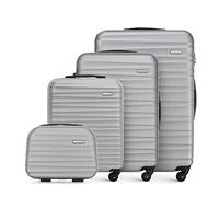 WITTCHEN Juego de 4 Maletas con Neceser Trolley de Equipaje de Mano en ABS con 4 Ruedas Spinner Cerradura de combinación asa telescópica Groove Line Gris