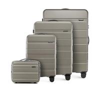 WITTCHEN Juego de 4 Maletas con Neceser Trolley de Equipaje de Mano en ABS con 4 Ruedas Spinner Cerradura de combinación Mango telescópico Comodo Line Oro