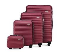 WITTCHEN Juego de 4 Maletas con Neceser Trolley de Equipaje en ABS con 4 Ruedas Spinner Cerradura de combinación Mango telescópico Groove Line Granate