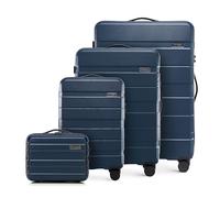 WITTCHEN Juego de 4 Maletas con Neceser Trolley Equipaje de Mano en ABS con 4 Ruedas Spinner Cerradura de combinación Mango telescópico Comodo Line Azul Marino