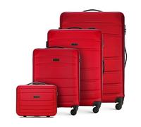 WITTCHEN Juego de 4 Maletas Trolley Juego de Maletas de Mano en ABS con 4 Ruedas Spinner Cerradura de combinación asa telescópica Globe Line Rojo