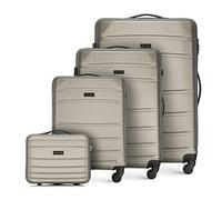 WITTCHEN Juego de 4 Maletas Trolley Juego de Maletas de Mano en ABS con 4 Ruedas Spinner Cerradura de combinación asa telescópica Globe Line Champagne Ryanair/Vueling/Iberia/easyJet/Iberia Express