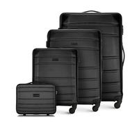 WITTCHEN Juego de 4 Maletas Trolley Juego de Maletas de Mano en ABS con 4 Ruedas Spinner Cerradura de combinación asa telescópica Globe Line Negro Ryanair/Vueling/Iberia/easyJet/Iberia Express