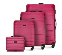 WITTCHEN Juego de 4 Maletas Trolley Juego de Maletas de Mano en ABS con 4 Ruedas Spinner Cerradura de combinación asa telescópica Globe Line Rosa